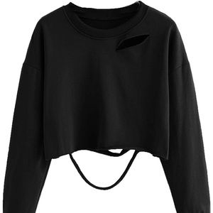 Long Sleeve Distressed Crop Top 💕